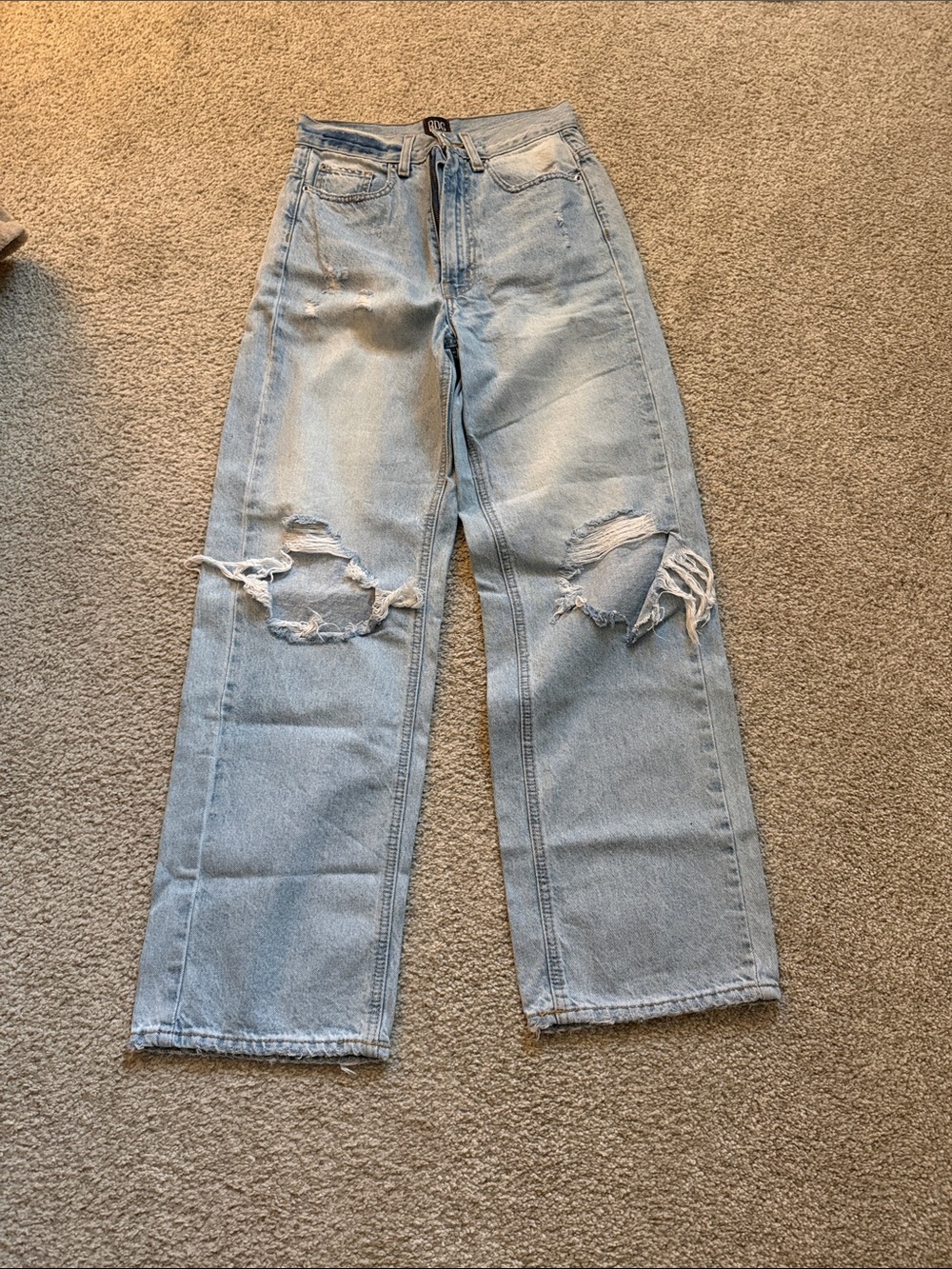 BDG Light Wash Distressed Straight-Leg Jeans